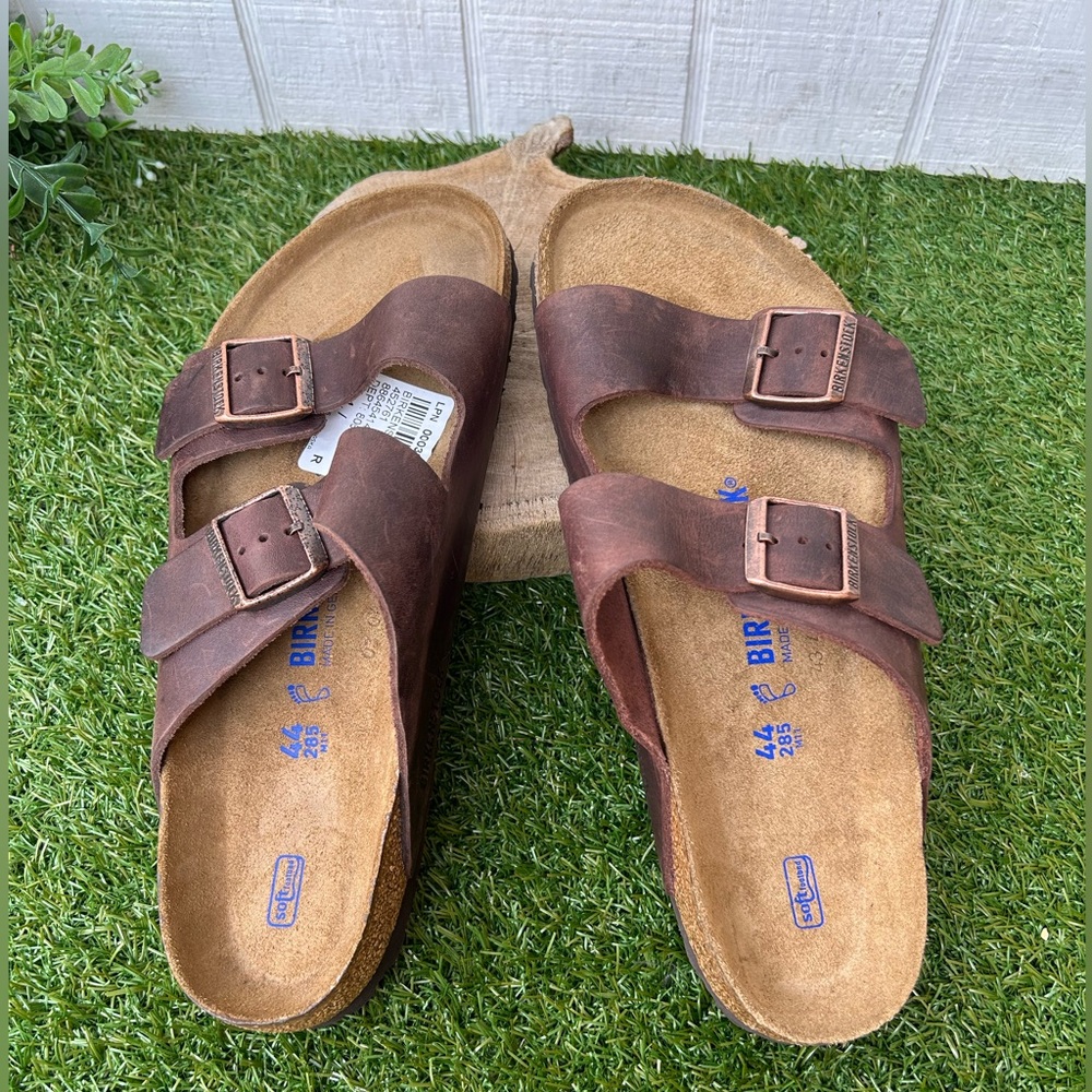 BIRKENSTOCK ARIZONA HABANA Oiled LEATHER BROWN SOFT FOOTBED SANDALS Sz 44 US11.5 - Picture 15 of 15
